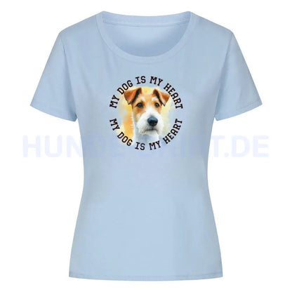 Premium Organic Damen-Shirt "Foxterrier HEART" Sky Blue – hunde-shirt.de