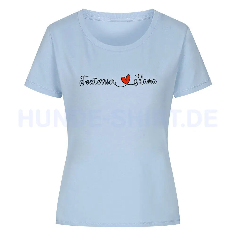 Premium Organic Damen-Shirt "Foxterrier - Mama" Sky Blue – hunde-shirt.de