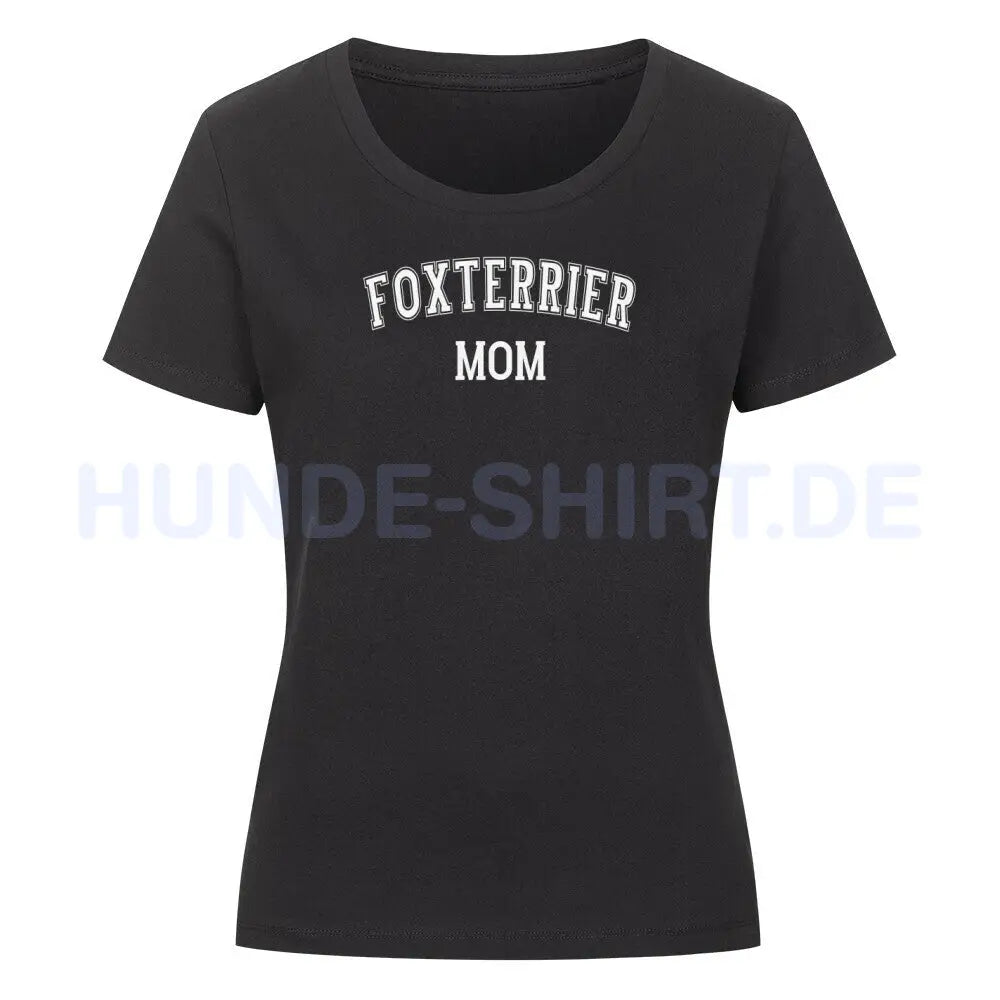 Premium Organic Damen-Shirt "Foxterrier - MOM" Schwarz – hunde-shirt.de