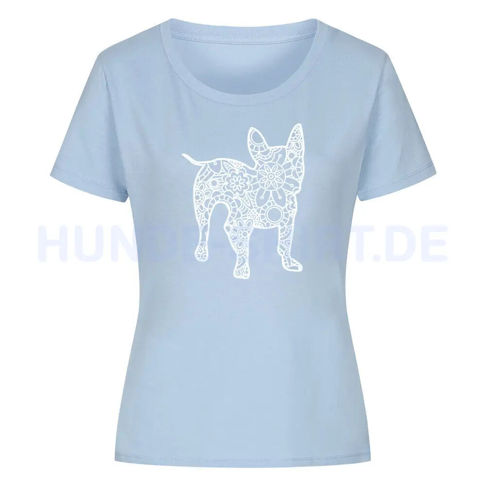 Premium Organic Damen-Shirt "Französische Bulldogge pur" Sky Blue – hunde-shirt.de