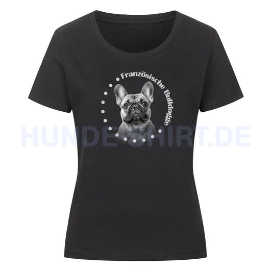 Premium Organic Damen Shirt "Französische Bulldogge Rounded 2" Schwarz – hunde-shirt.de