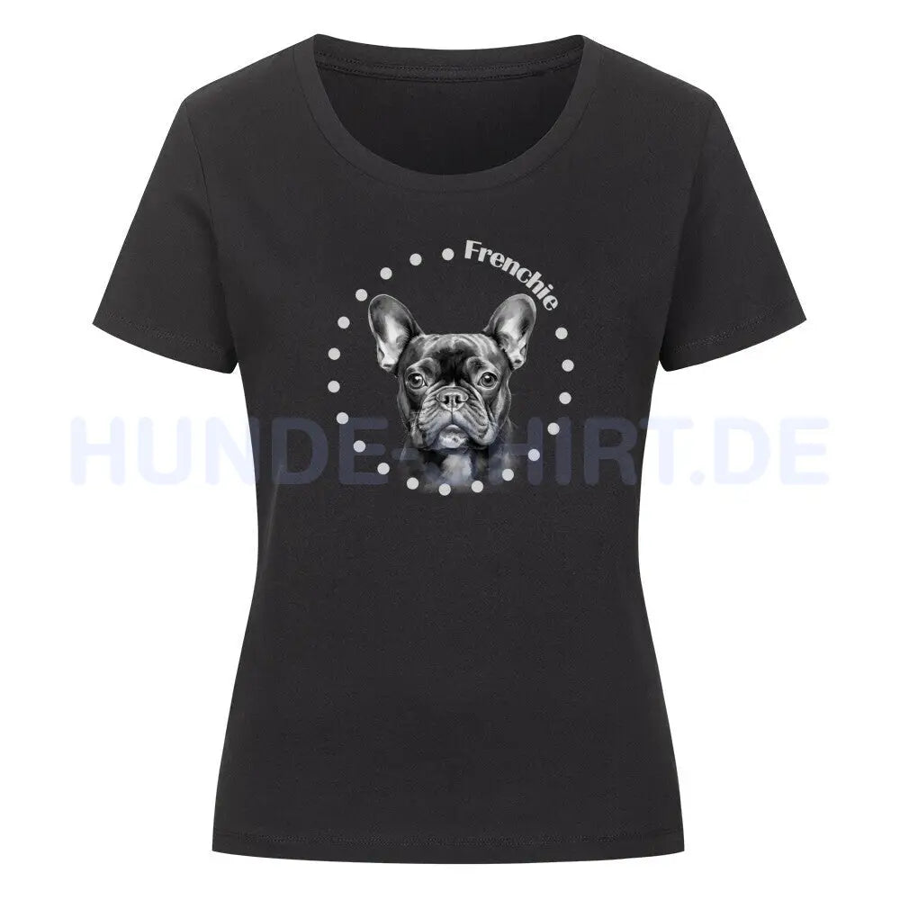 Premium Organic Damen-Shirt "Französische Bulldogge Rounded" Schwarz – hunde-shirt.de