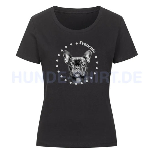 Premium Organic Damen-Shirt "Französische Bulldogge Rounded" Schwarz – hunde-shirt.de