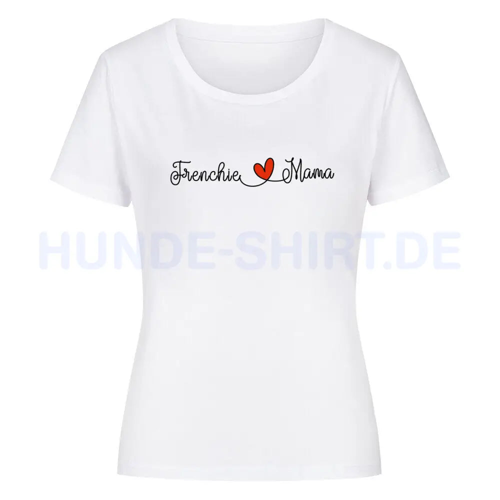 Premium Organic Damen-Shirt "Frenchie - Mama" Weiß – hunde-shirt.de