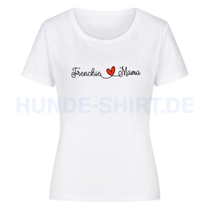 Premium Organic Damen-Shirt "Frenchie - Mama" Weiß – hunde-shirt.de