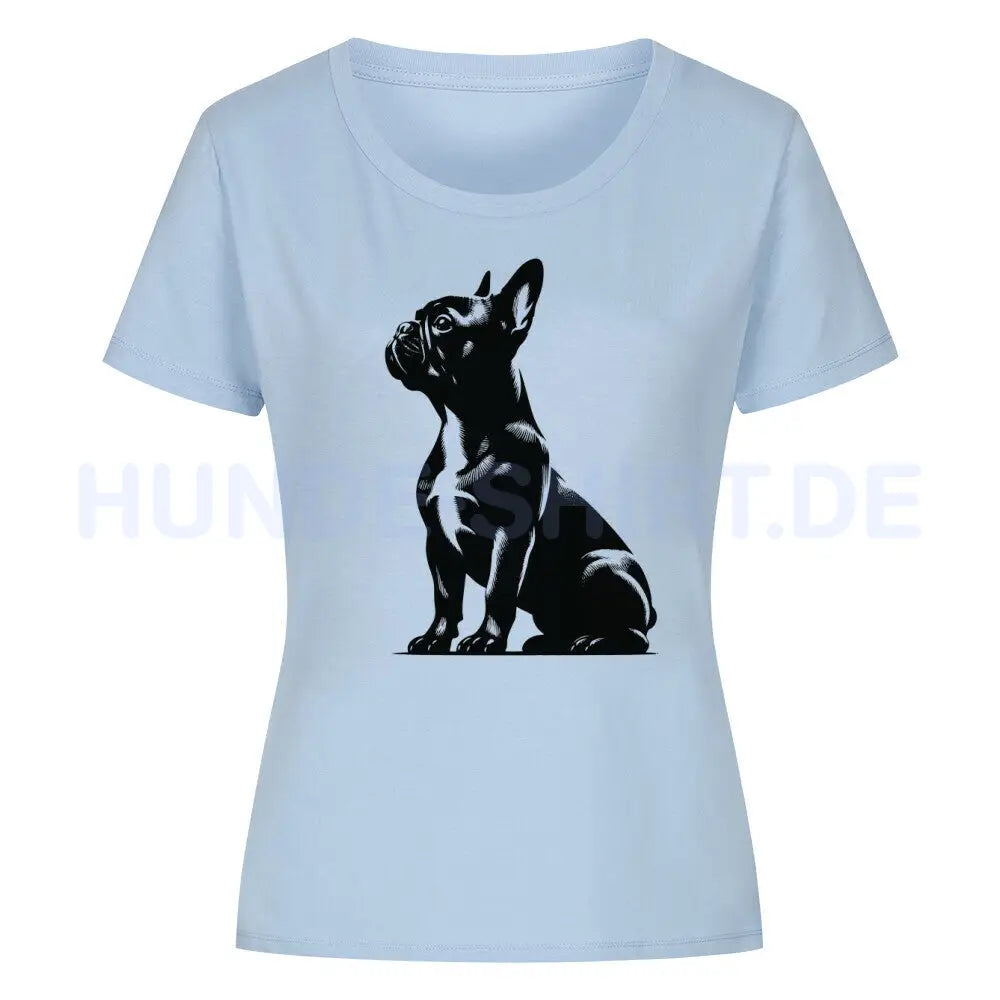 Premium Organic Damen-Shirt "Frenchie - My Love" Sky Blue – hunde-shirt.de