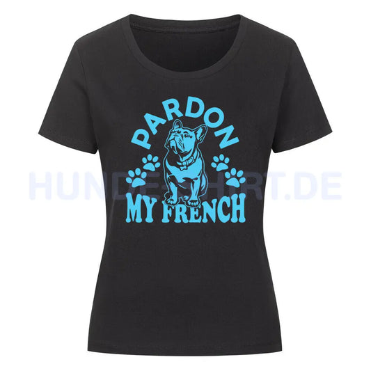 Premium Organic Damen-Shirt "Frenchie - Pardon" Schwarz – hunde-shirt.de