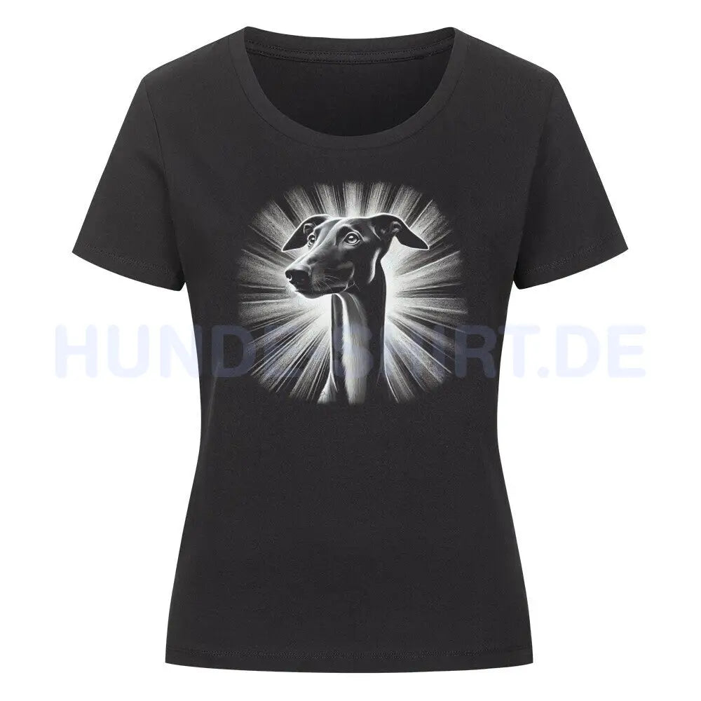 Premium Organic Damen-Shirt "Galgo - Shine" Schwarz – hunde-shirt.de