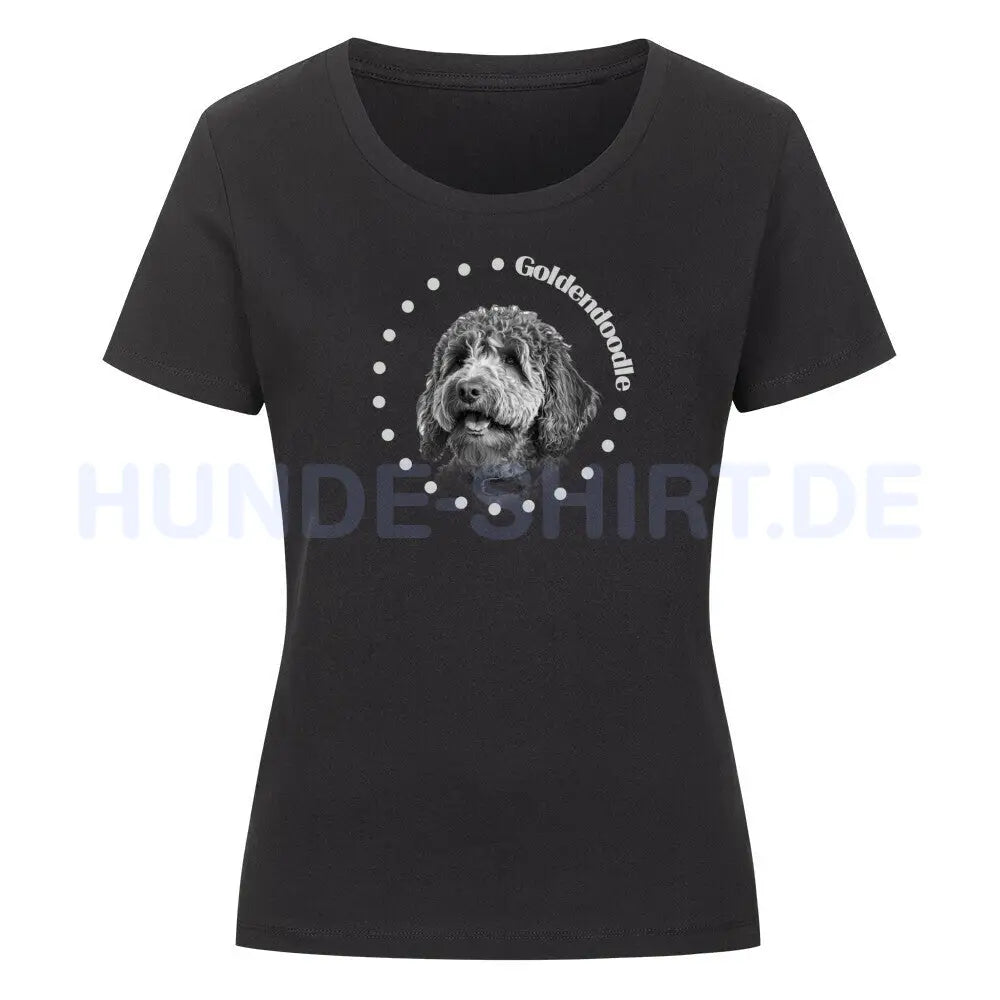 Premium Organic Damen-Shirt "Golden Doodle Rounded" Schwarz – hunde-shirt.de