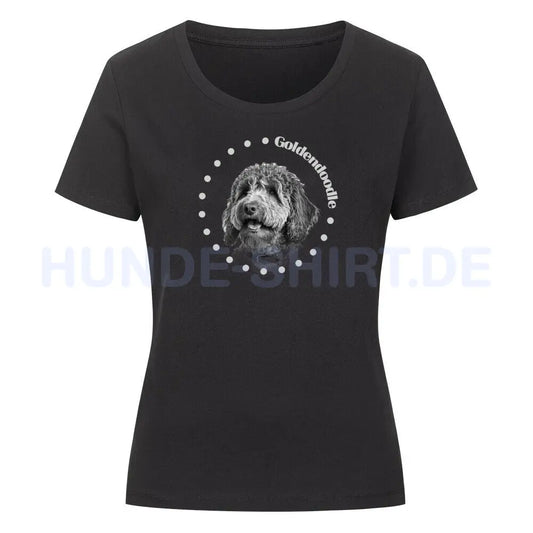 Premium Organic Damen-Shirt "Golden Doodle Rounded" Schwarz – hunde-shirt.de