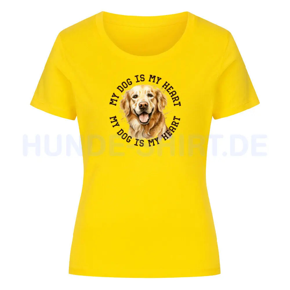 Premium Organic Damen-Shirt "Golden Retriever HEART 2" Golden Yellow – hunde-shirt.de