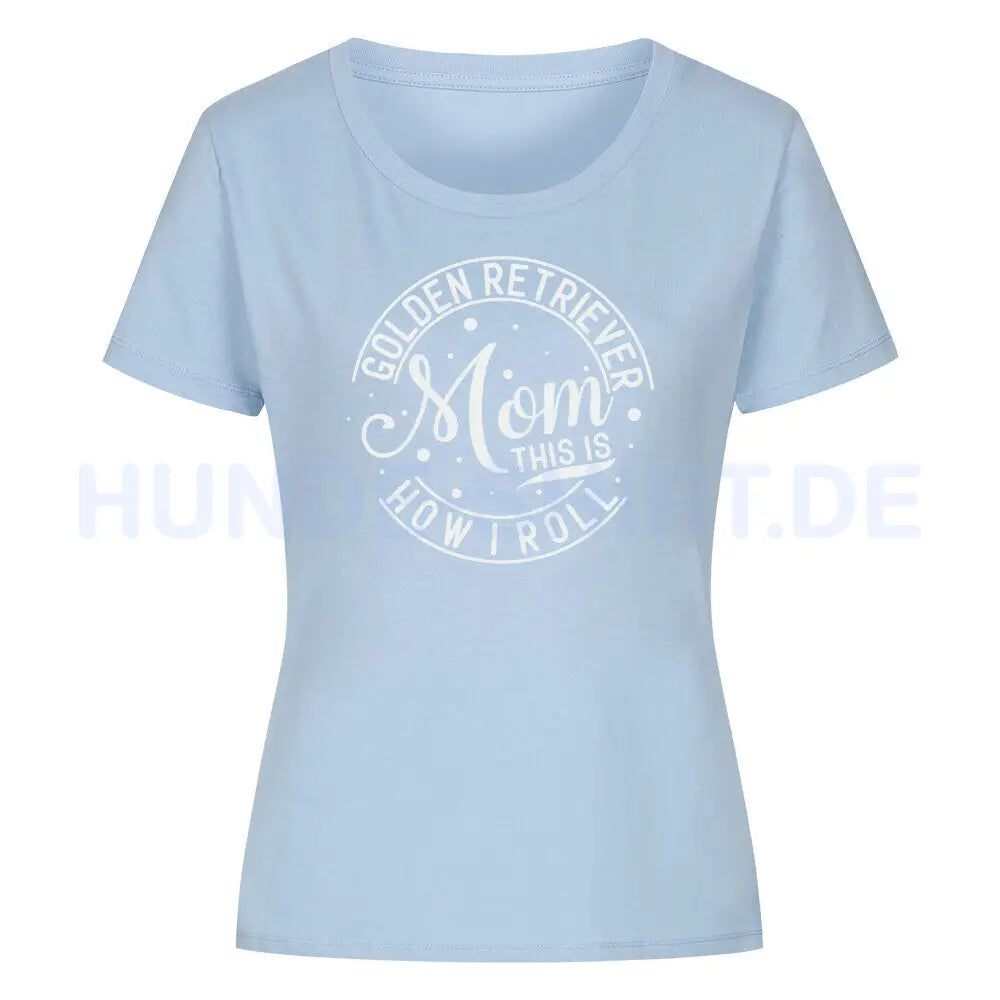 Premium Organic Damen-Shirt "Golden Retriever - How I roll" Sky Blue – hunde-shirt.de