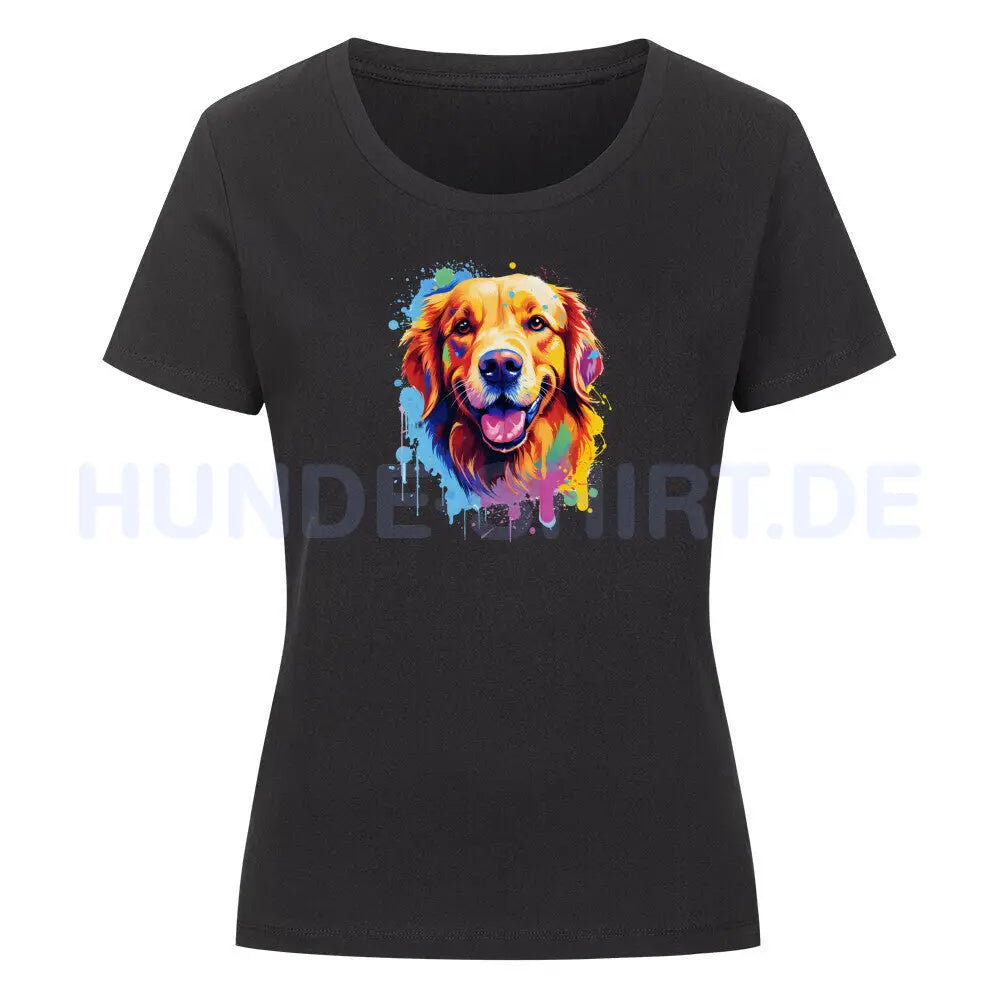 Premium Organic Damen-Shirt "Golden Retriever Paint" Schwarz – hunde-shirt.de