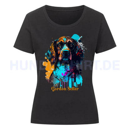 Premium Organic Damen-Shirt "Gordon Setter - Fashion" Schwarz – hunde-shirt.de