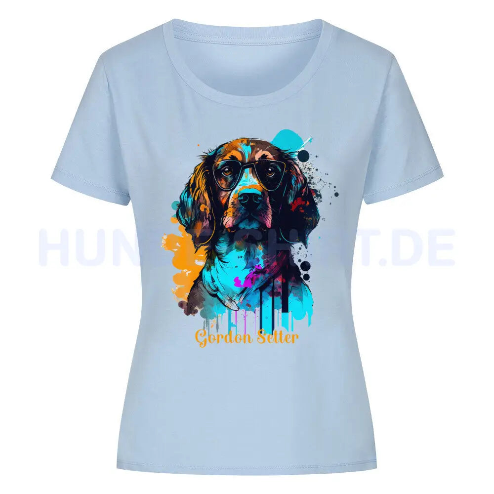 Premium Organic Damen-Shirt "Gordon Setter - Fashion" Sky Blue – hunde-shirt.de