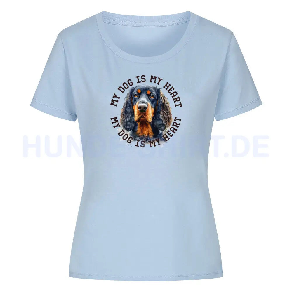 Premium Organic Damen-Shirt "Gordon Setter HEART" Sky Blue – hunde-shirt.de