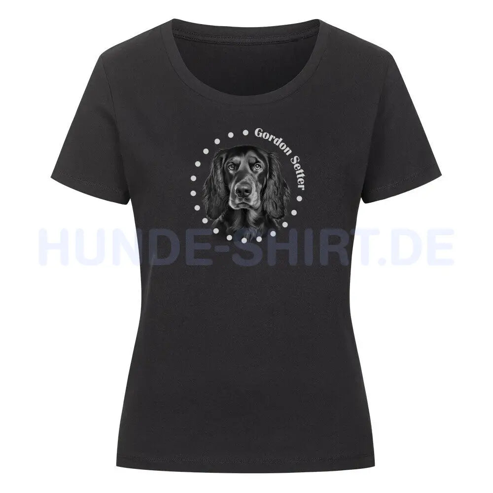 Premium Organic Damen-Shirt "Gordon Setter R" Schwarz – hunde-shirt.de