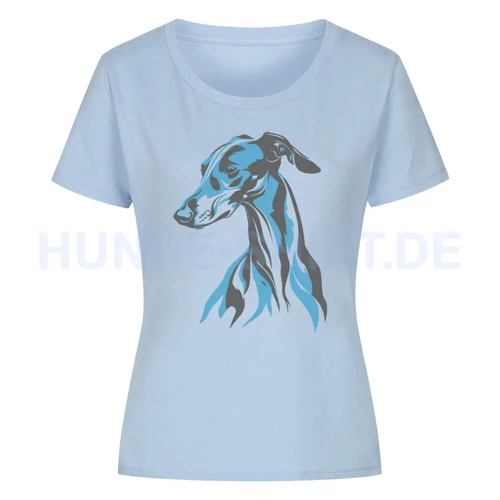 Premium Organic Damen-Shirt "Greyhound - Blue" Sky Blue – hunde-shirt.de