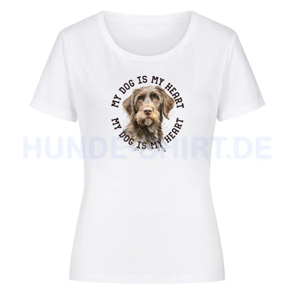 Premium Organic Damen-Shirt "Griffon Korthals HEART" Weiß – hunde-shirt.de