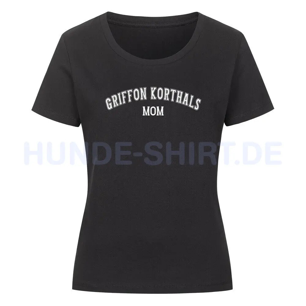 Premium Organic Damen-Shirt "Griffon Korthals - MOM" Schwarz – hunde-shirt.de