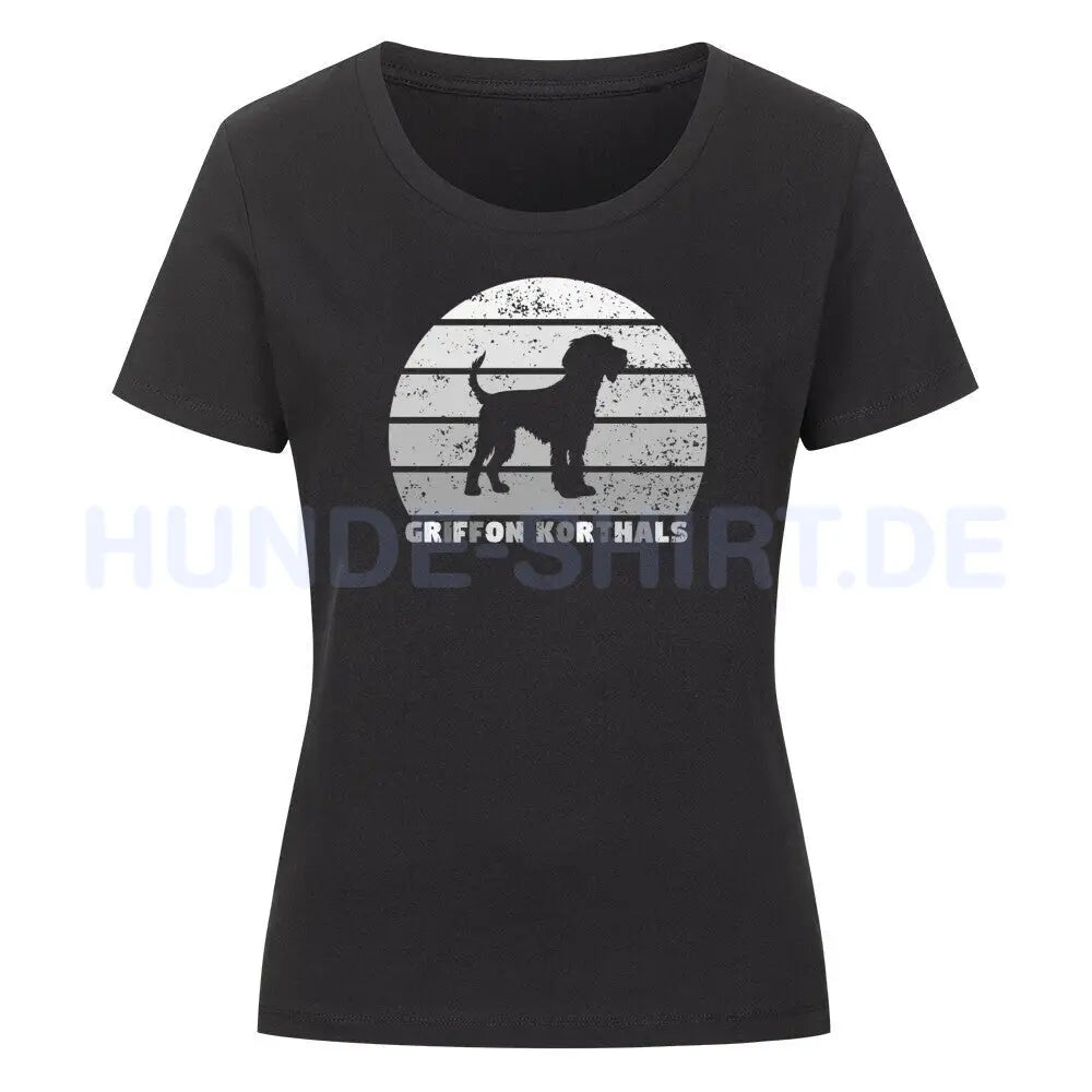 Premium Organic Damen-Shirt "Griffon Korthals" Schwarz – hunde-shirt.de