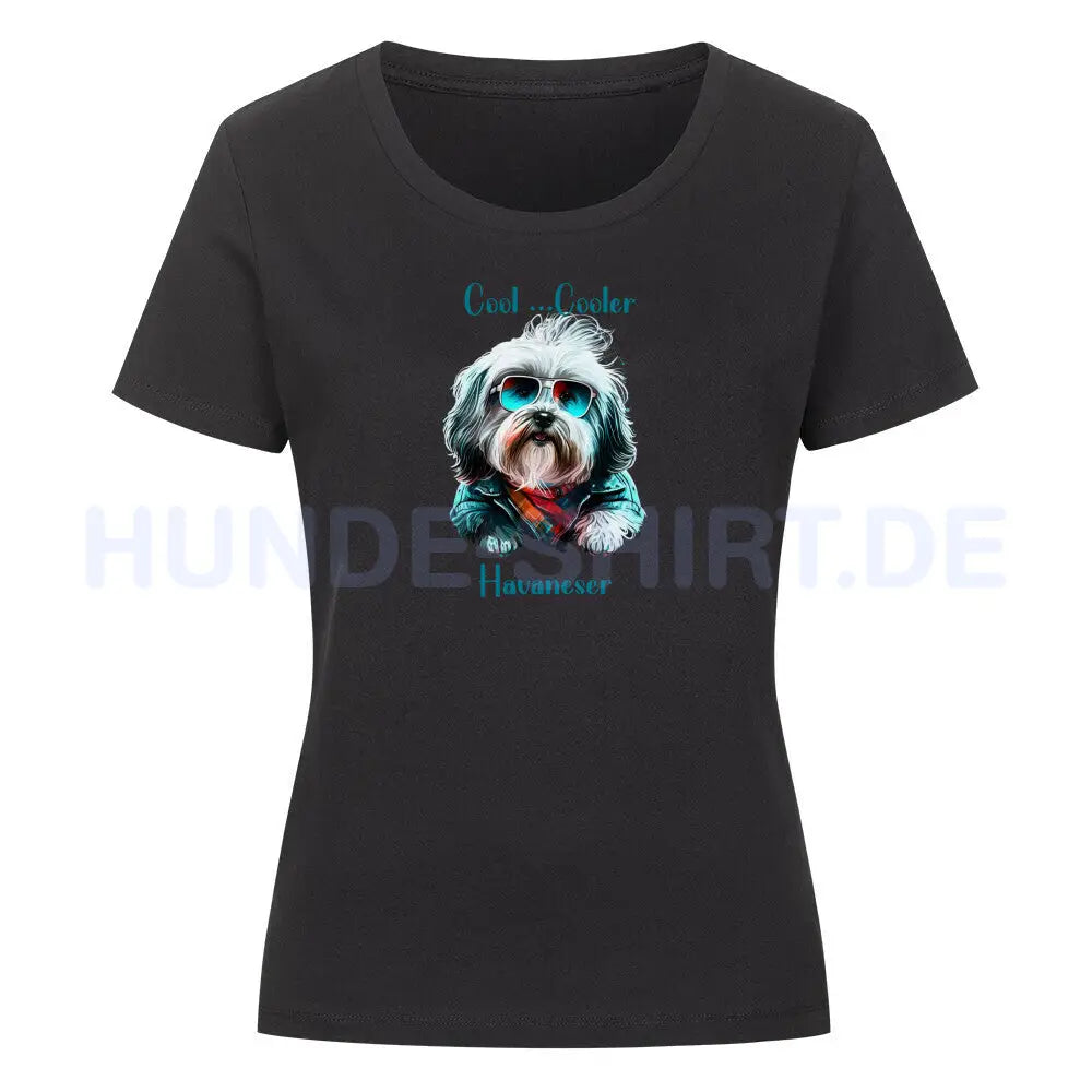 Premium Organic Damen-Shirt "Havaneser COOL" Schwarz – hunde-shirt.de