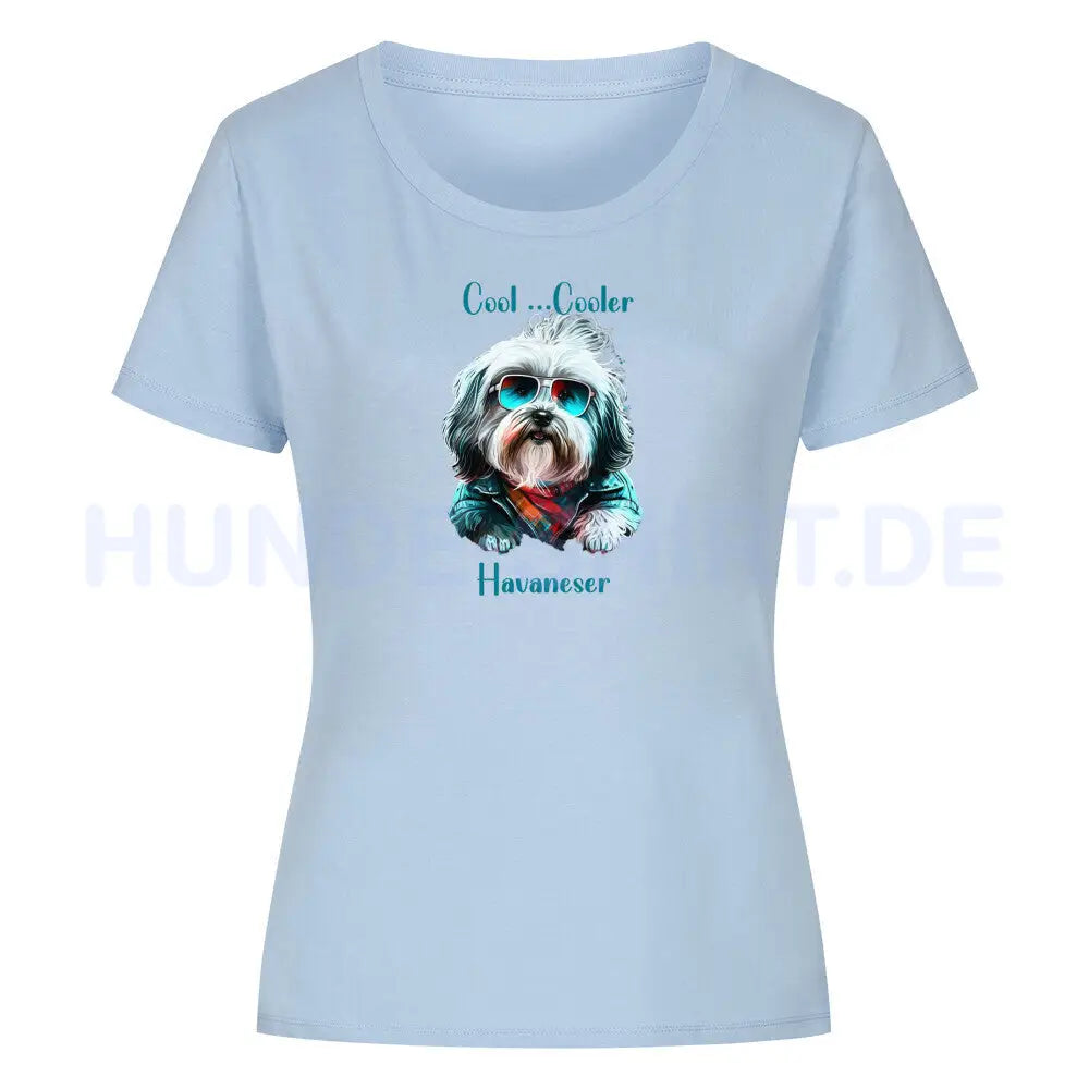 Premium Organic Damen-Shirt "Havaneser COOL" Sky Blue – hunde-shirt.de