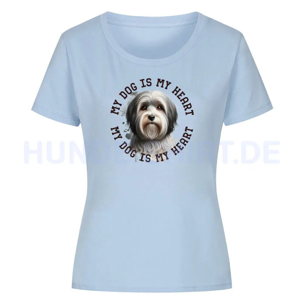 Premium Organic Damen-Shirt "Havaneser HEART 2" Sky Blue – hunde-shirt.de