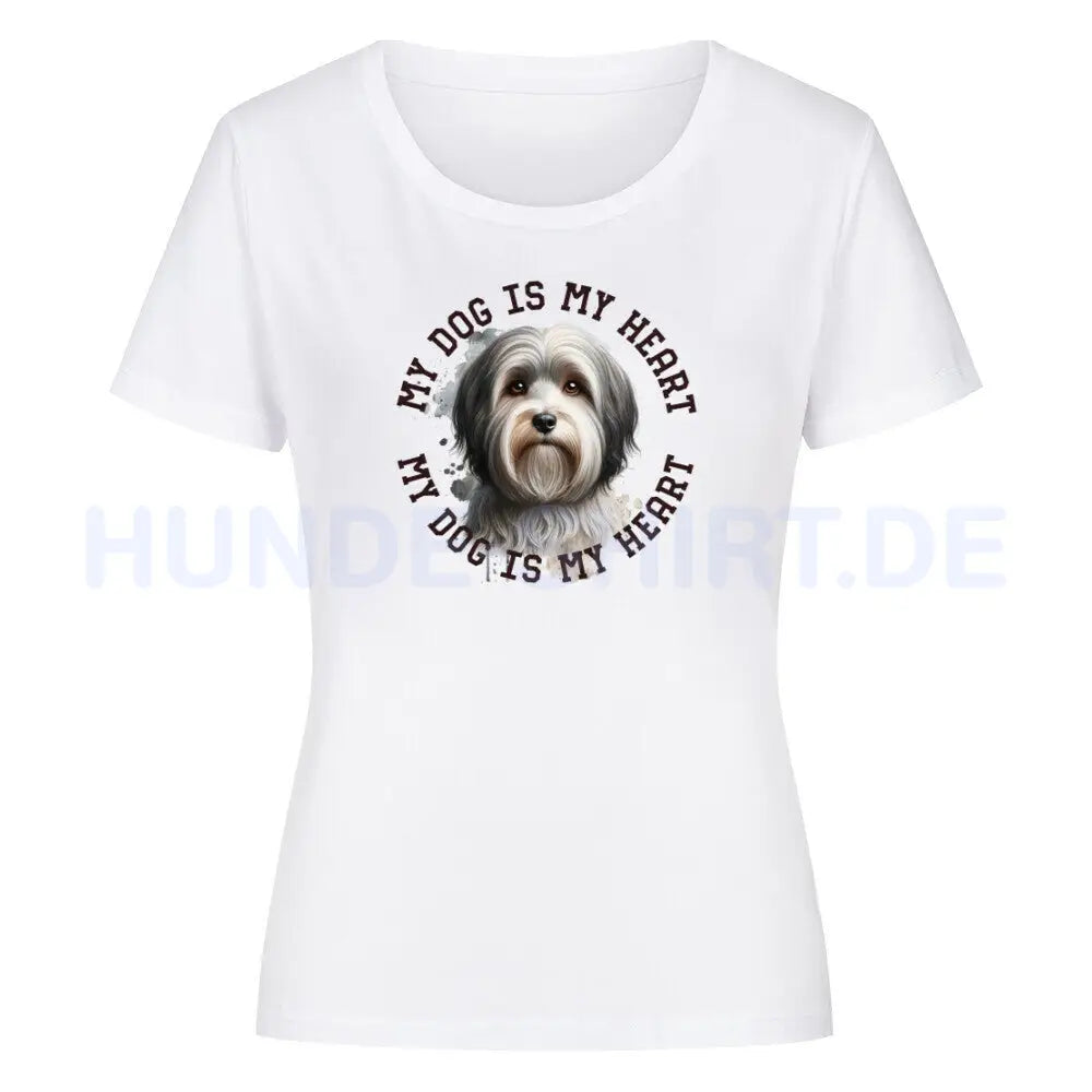 Premium Organic Damen-Shirt "Havaneser HEART 2" Weiß – hunde-shirt.de