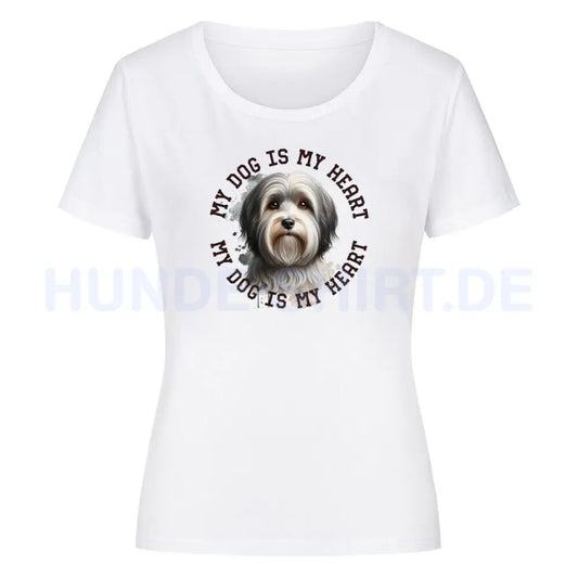 Premium Organic Damen-Shirt "Havaneser HEART 2" Weiß – hunde-shirt.de