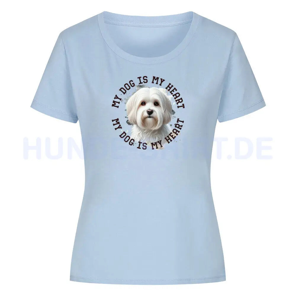 Premium Organic Damen-Shirt "Havaneser HEART 3" Sky Blue – hunde-shirt.de