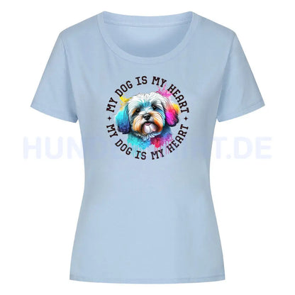 Premium Organic Damen Shirt "Havaneser HEART" Sky Blue – hunde-shirt.de