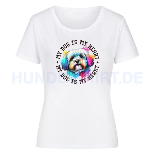 Premium Organic Damen Shirt "Havaneser HEART" Weiß – hunde-shirt.de