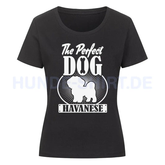 Premium Organic Damen-Shirt "Havaneser - Perfect Dog" Schwarz – hunde-shirt.de