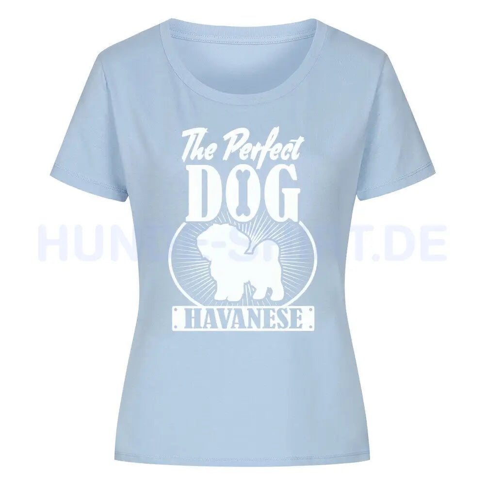 Premium Organic Damen-Shirt "Havaneser - Perfect Dog" Sky Blue – hunde-shirt.de