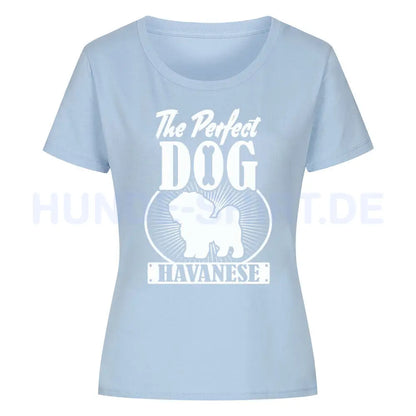 Premium Organic Damen-Shirt "Havaneser - Perfect Dog" Sky Blue – hunde-shirt.de