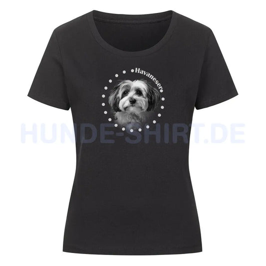 Premium Organic Damen-Shirt "Havaneser Rounded" Schwarz – hunde-shirt.de