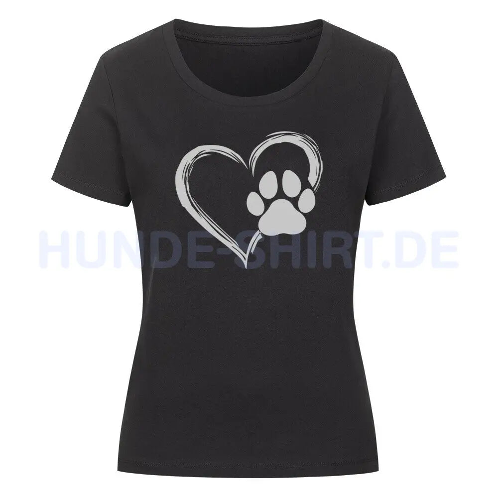 Premium Organic Damen-Shirt "Heart" Schwarz – hunde-shirt.de