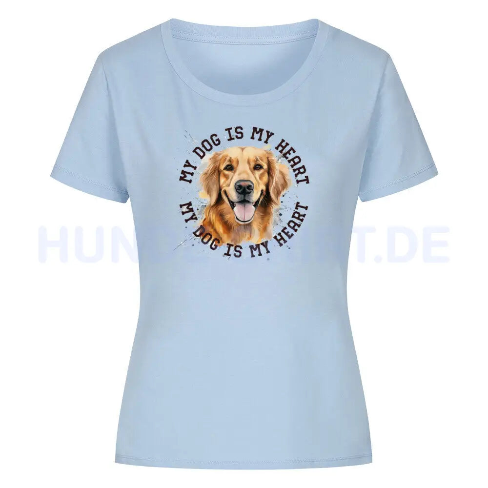 Premium Organic Damen-Shirt "Hovawart HEART" Sky Blue – hunde-shirt.de