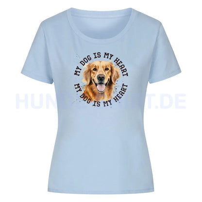 Premium Organic Damen-Shirt "Hovawart HEART" Sky Blue – hunde-shirt.de