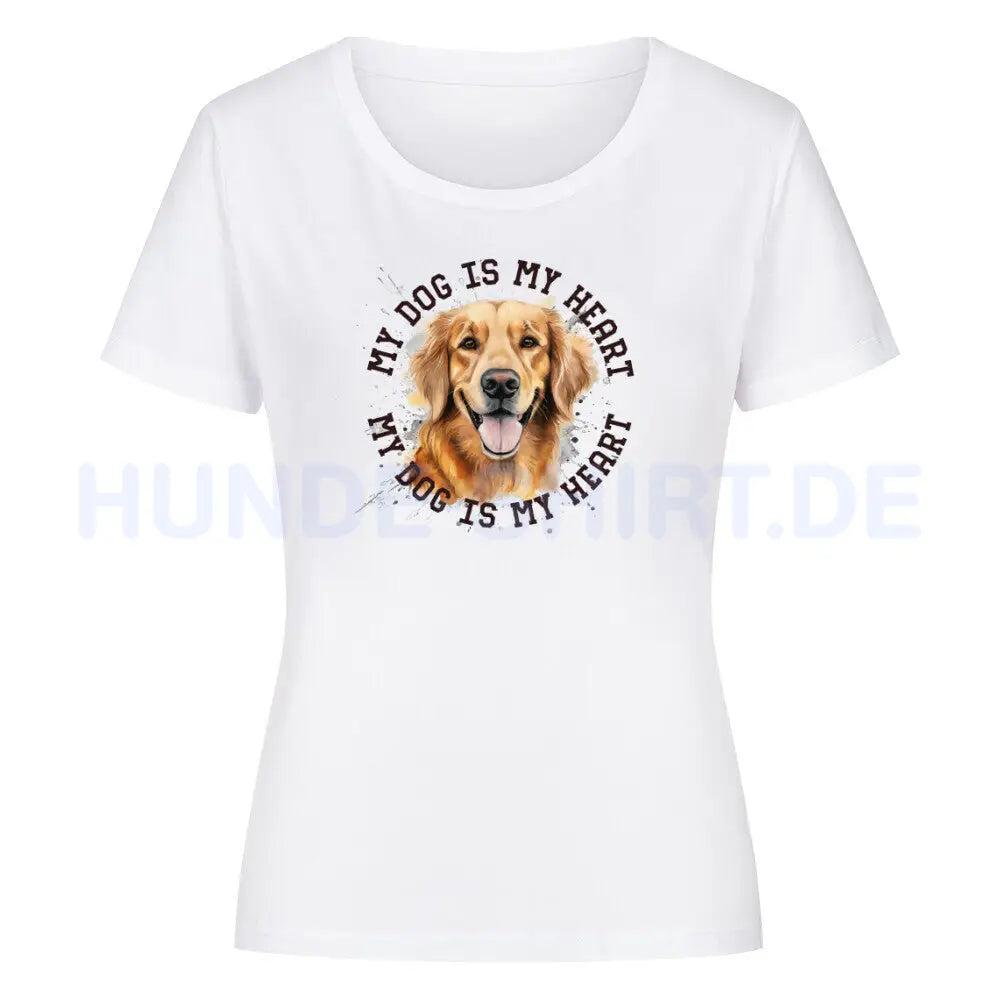 Premium Organic Damen-Shirt "Hovawart HEART" Weiß – hunde-shirt.de