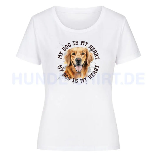 Premium Organic Damen-Shirt "Hovawart HEART" Weiß – hunde-shirt.de