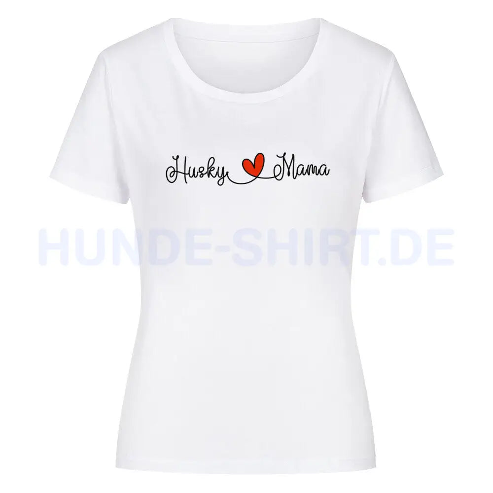 Premium Organic Damen-Shirt "Husky - Mama" Weiß – hunde-shirt.de