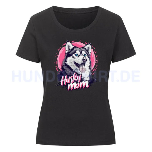 Premium Organic Damen-Shirt "Husky Mom" Schwarz – hunde-shirt.de