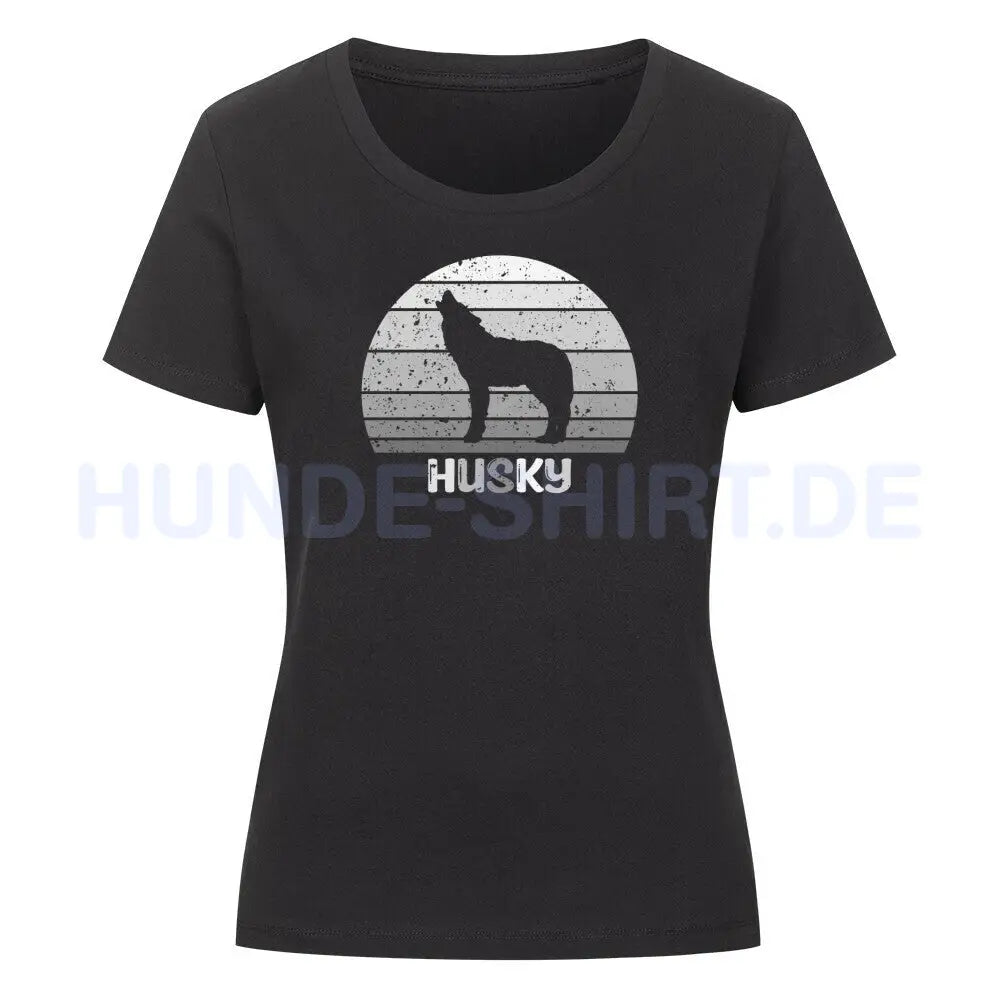 Premium Organic Damen-Shirt "Husky S" Schwarz – hunde-shirt.de