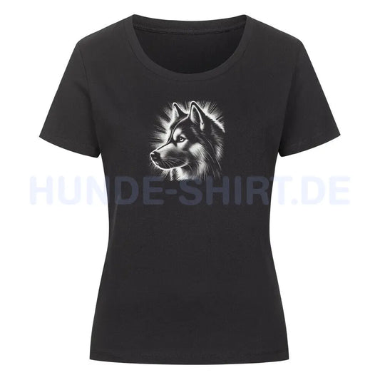 Premium Organic Damen-Shirt "Husky - Shine" Schwarz – hunde-shirt.de