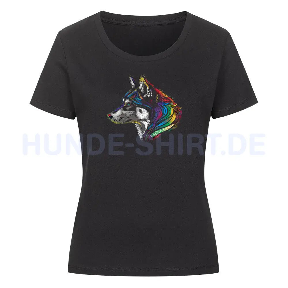 Premium Organic Damen-Shirt "Husky!" Schwarz – hunde-shirt.de