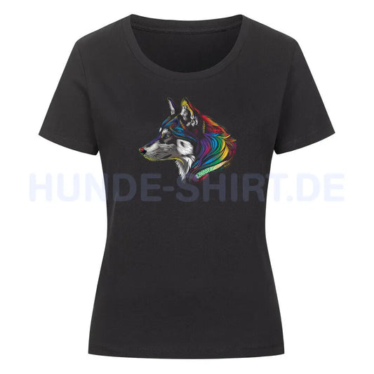 Premium Organic Damen-Shirt "Husky!" Schwarz – hunde-shirt.de