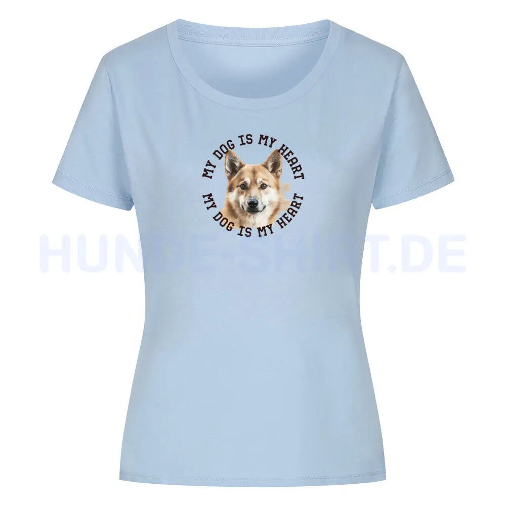 Premium Organic Damen-Shirt "Icelandic - HEART" Sky Blue – hunde-shirt.de