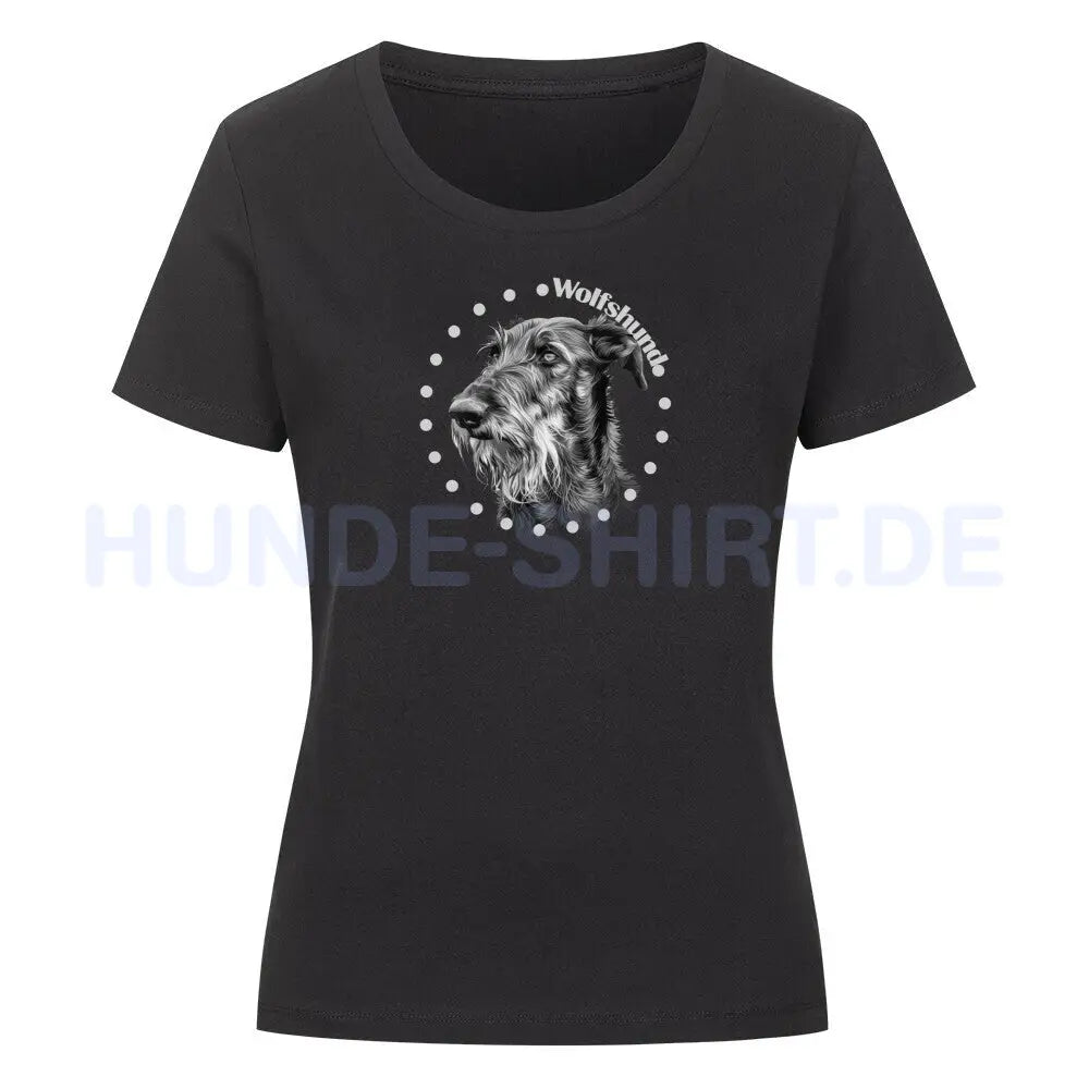 Premium Organic Damen-Shirt "Irischer Wolfshund R" Schwarz – hunde-shirt.de